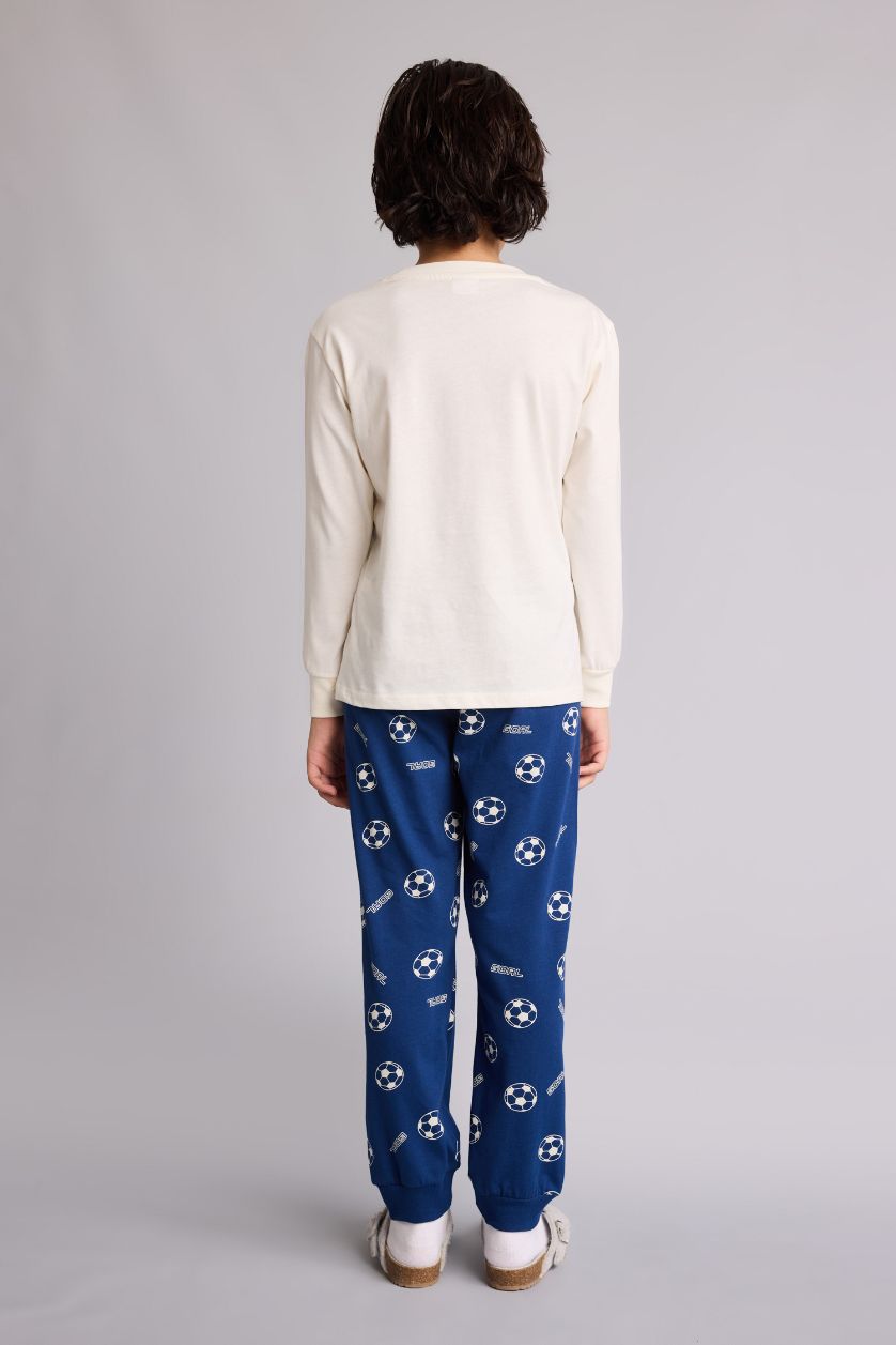 Boys & Teens Ecru 2 piece Regular Fit Knitted Pyjamas