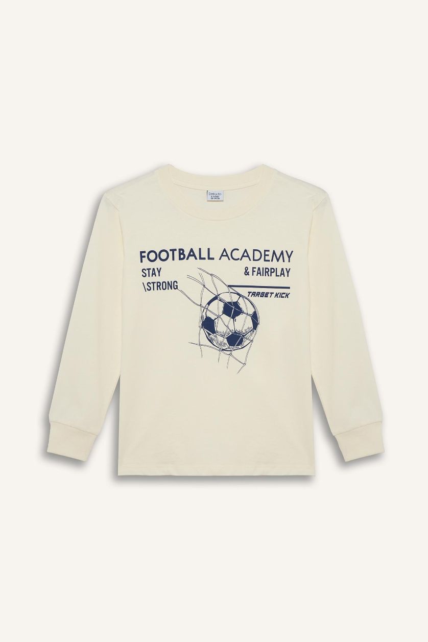 Boys & Teens Ecru 2 piece Regular Fit Knitted Pyjamas