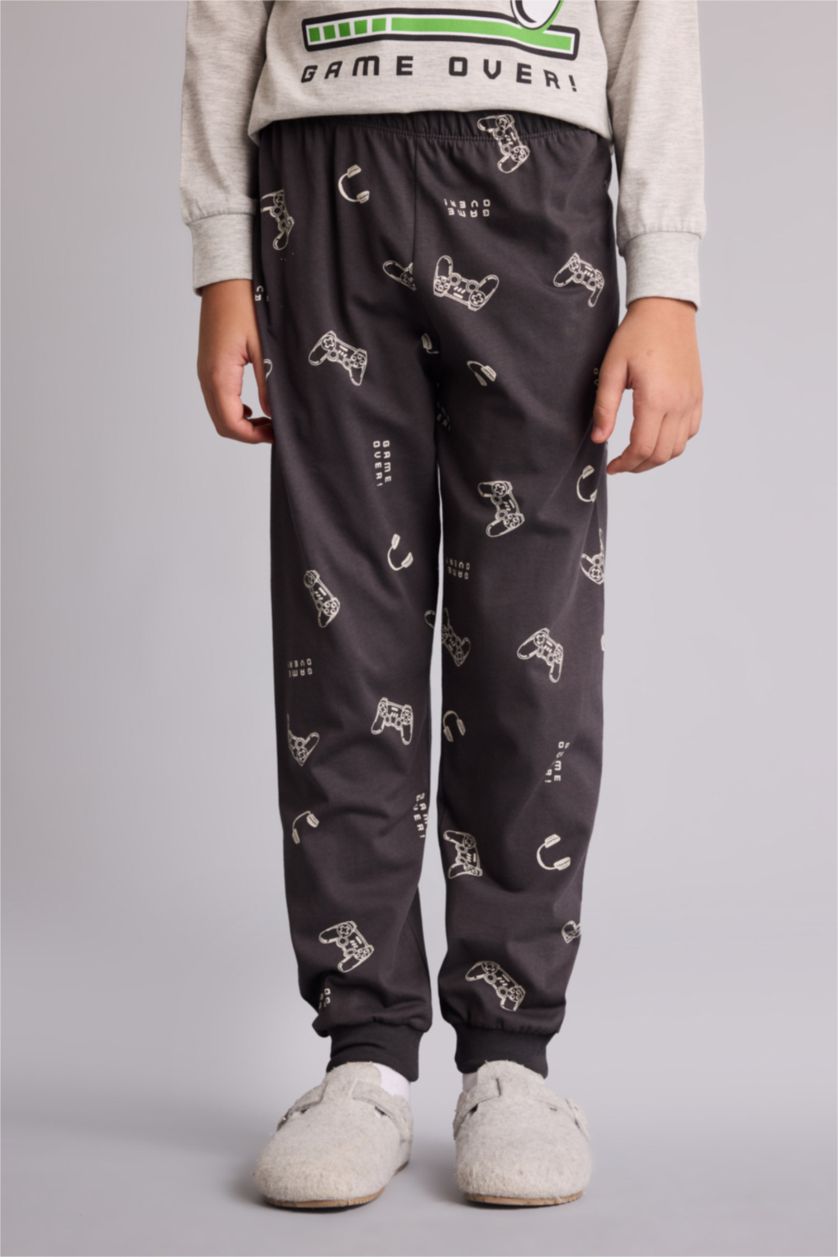 Erkek Çocuk - Genç Erkek Optik Gri Melanj Regular Fıt 2'li Pijama Takımı Erkek Çocuk