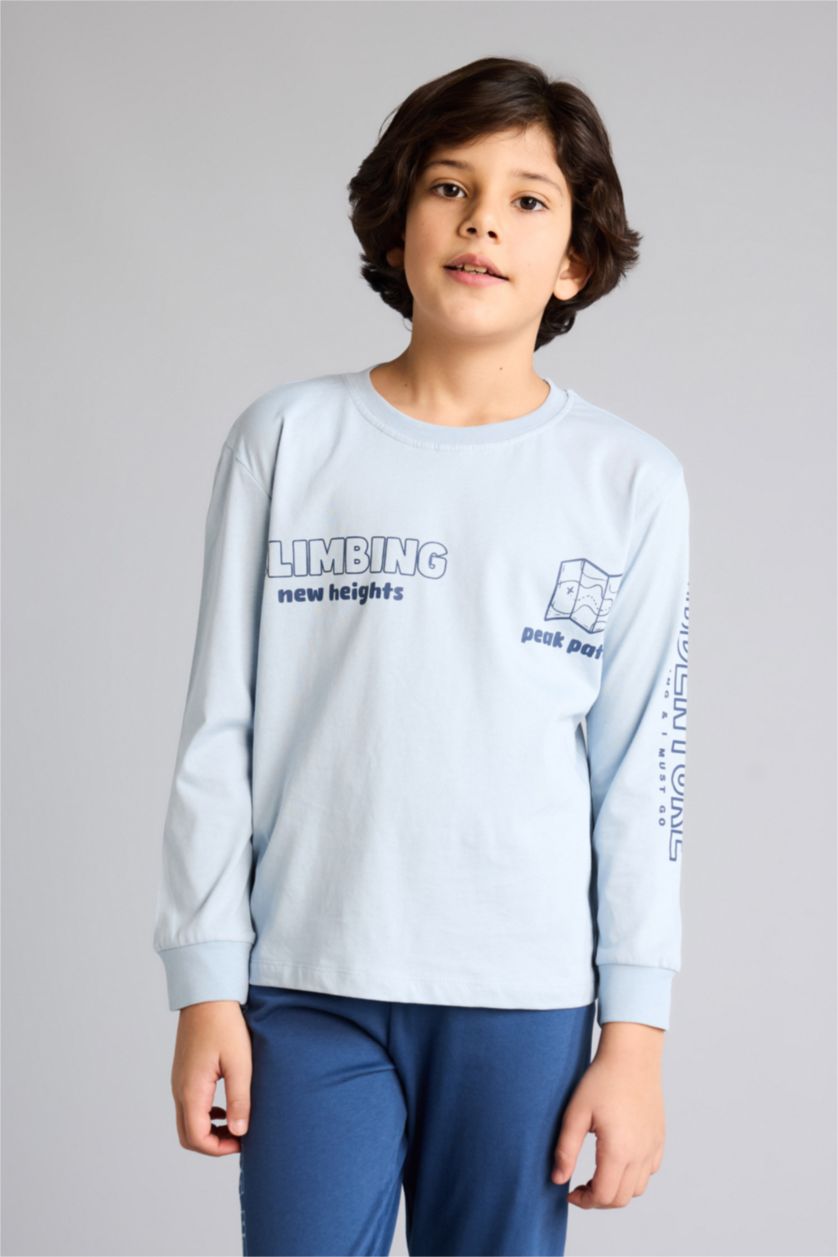 Erkek Çocuk - Genç Erkek Mavi Regular Fıt 2'li Pijama Takımı Erkek Çocuk