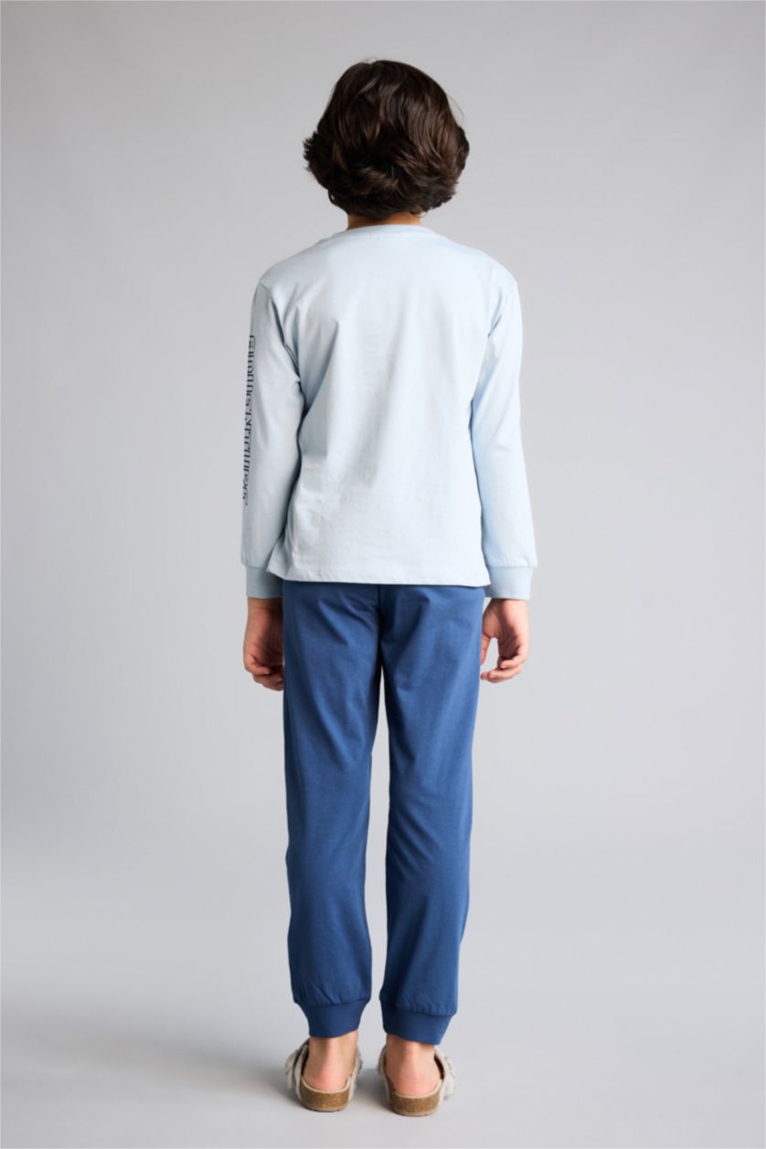 Erkek Çocuk - Genç Erkek Mavi Regular Fıt 2'li Pijama Takımı Erkek Çocuk