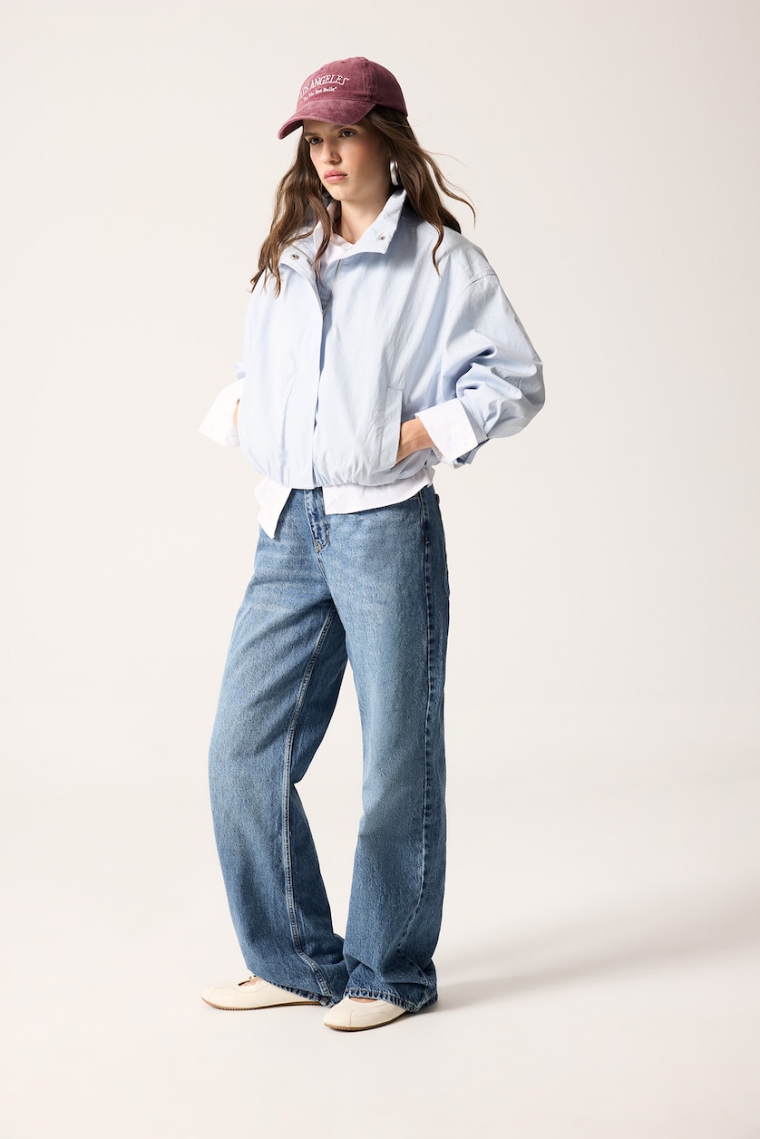 Women Light Blue Waterproof Balloon Fit Jacket