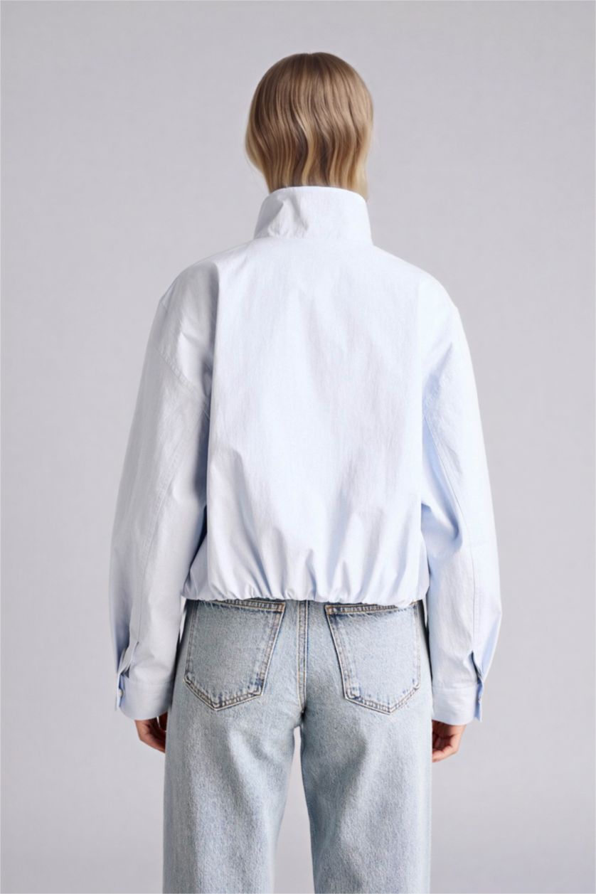 Kadın Açık Mavi Su Geçirmez Balloon Fıt Mont