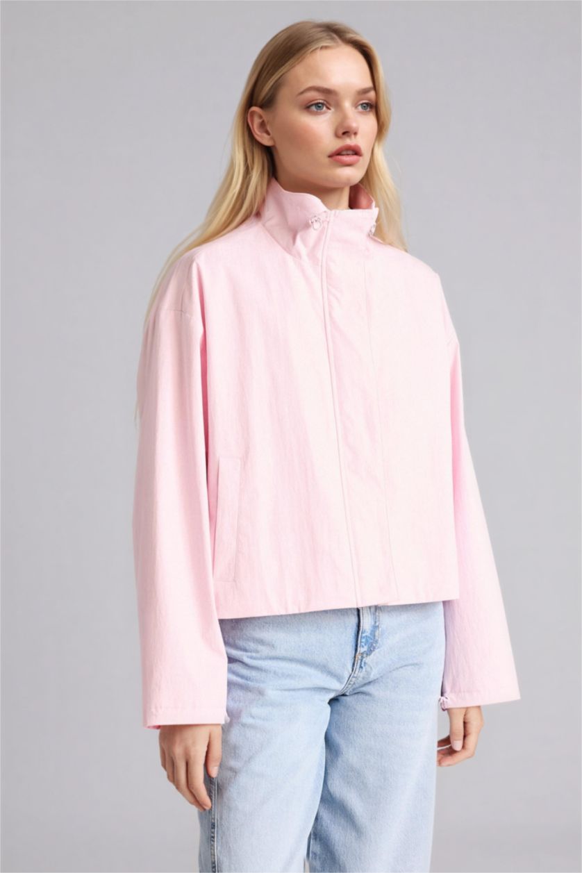 Kadın Açık Pembe Su Geçirmez Balloon Fıt Mont