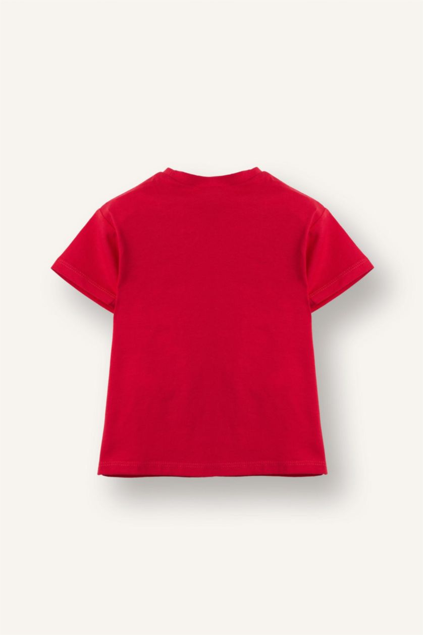 طفلة صغيرة أحمر تيشيرت بيبي بناتي نص كم بطبعة قلب