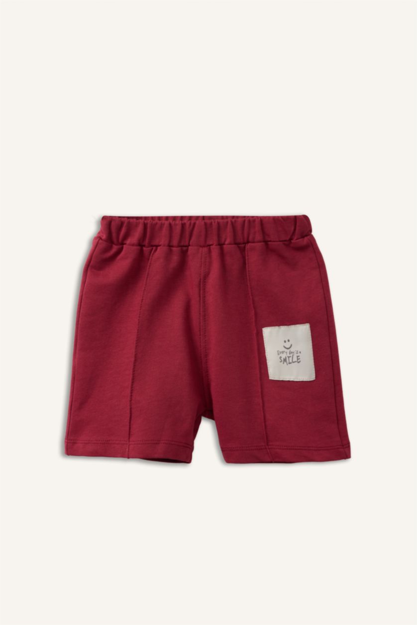 Erkek Bebek Bordo Çizgili Tişört Şort 2'li Takım Erkek Bebek