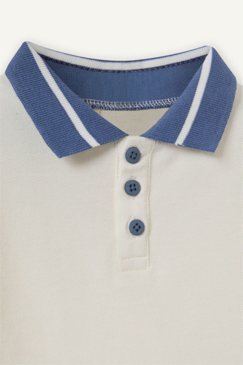 Erkek Bebek Ekru Pike Polo Tişört Şort 2'li Takım Erkek Bebek