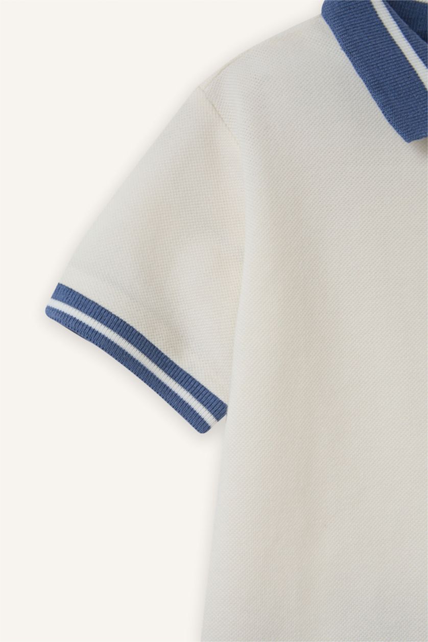 Erkek Bebek Ekru Pike Polo Tişört Şort 2'li Takım Erkek Bebek