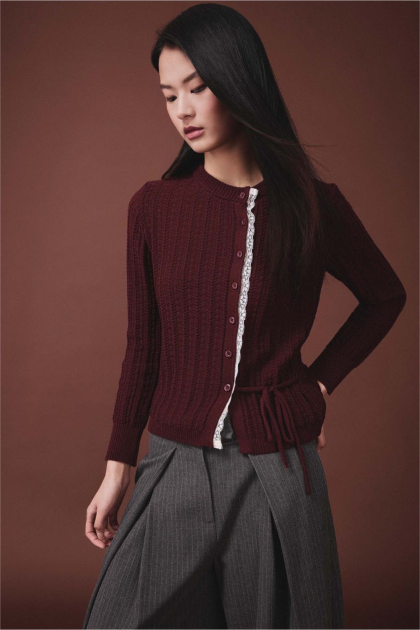 Kadın Camel Dantel Detaylı Hırka