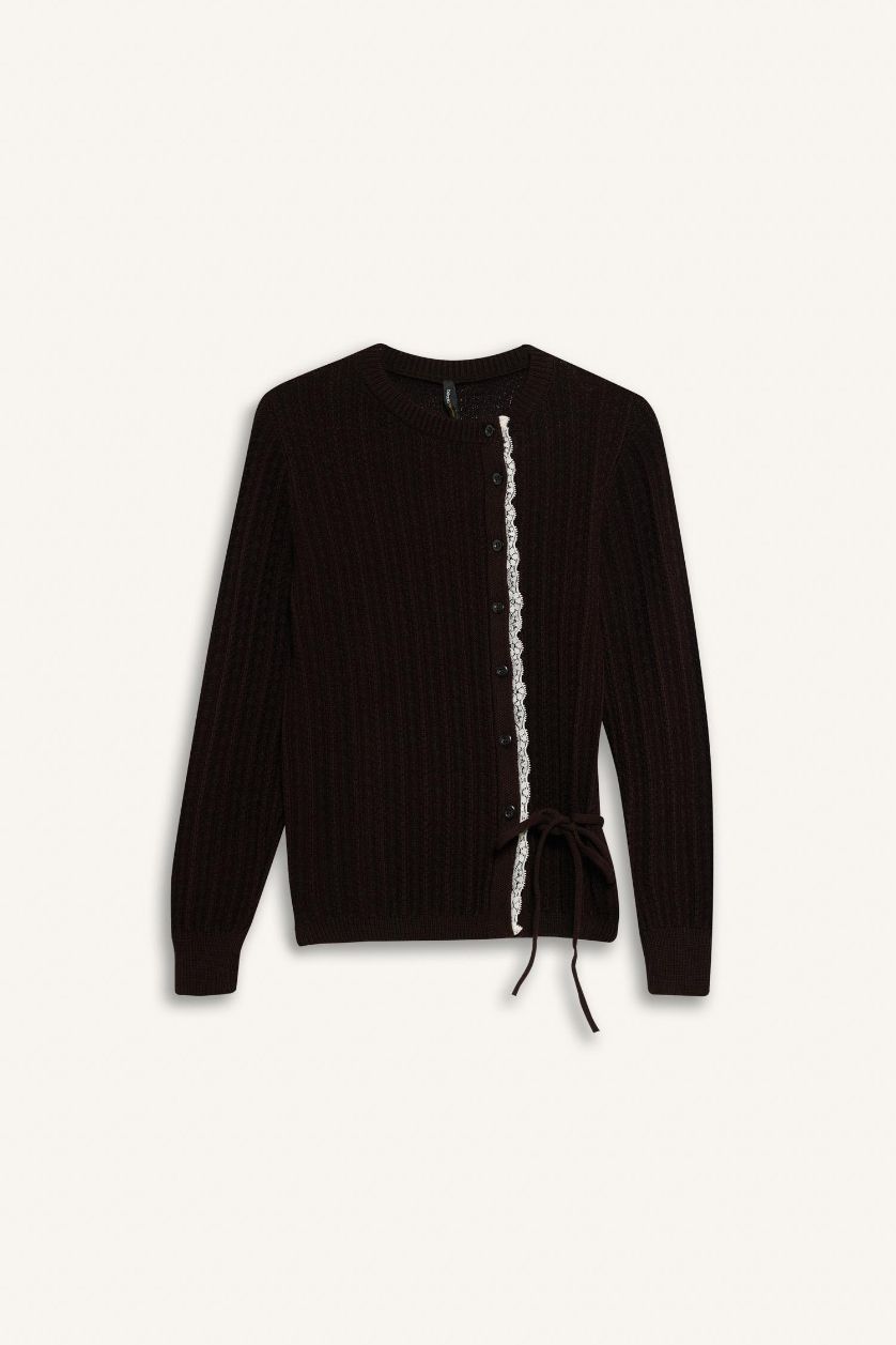 Kadın Kahve Regular Fıt Hırka