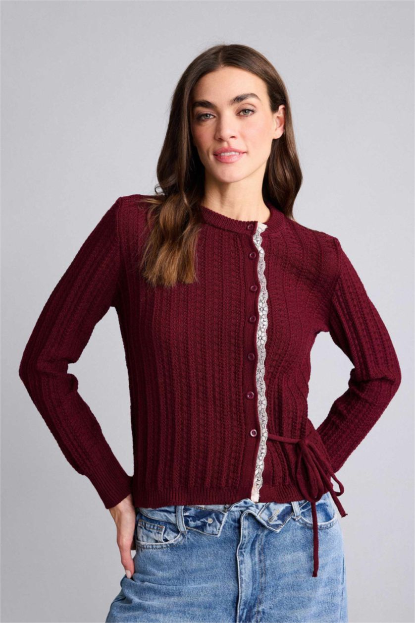 Woman Bordeaux Regular Fit Cardigan