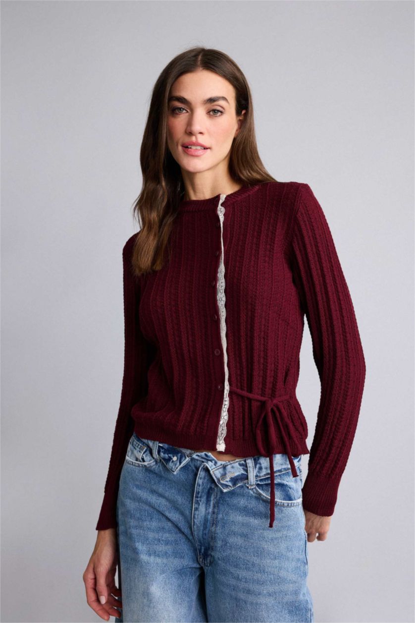 Woman Bordeaux Regular Fit Cardigan