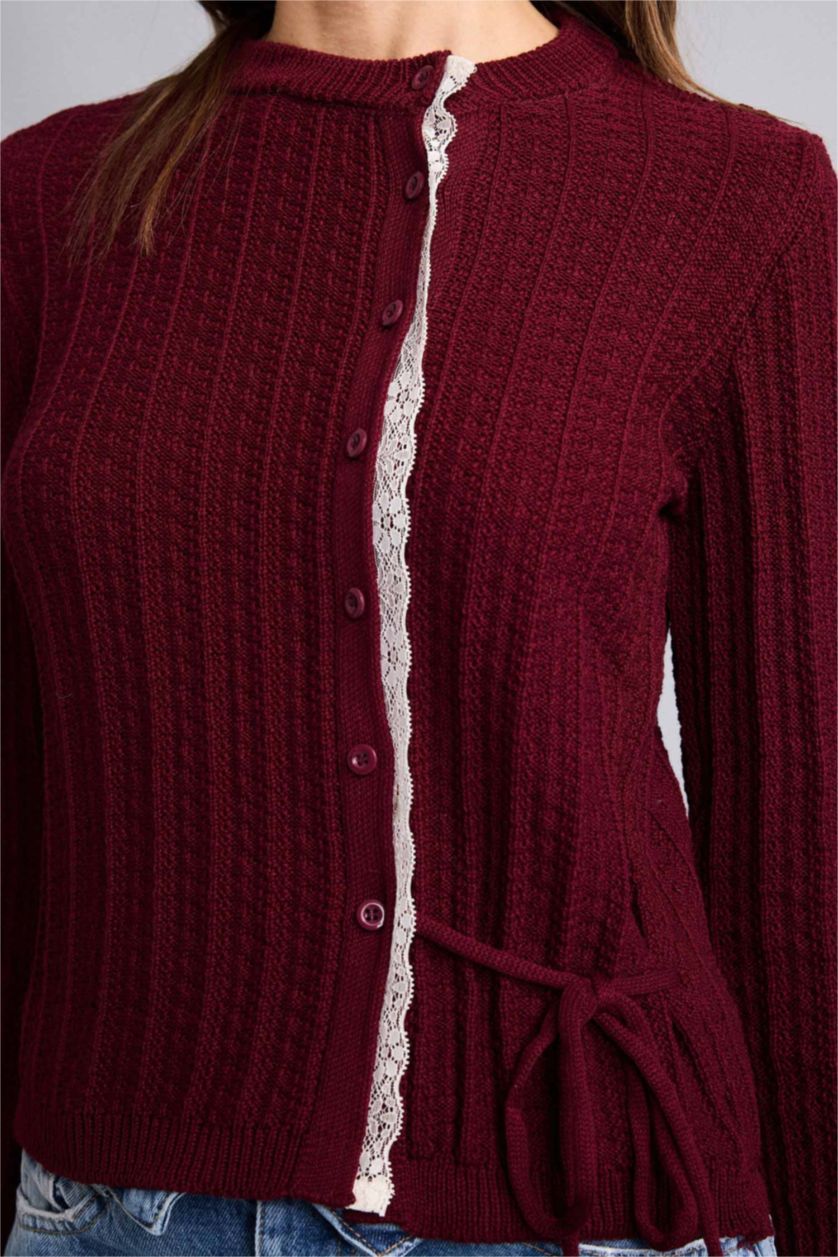 Woman Bordeaux Regular Fit Cardigan