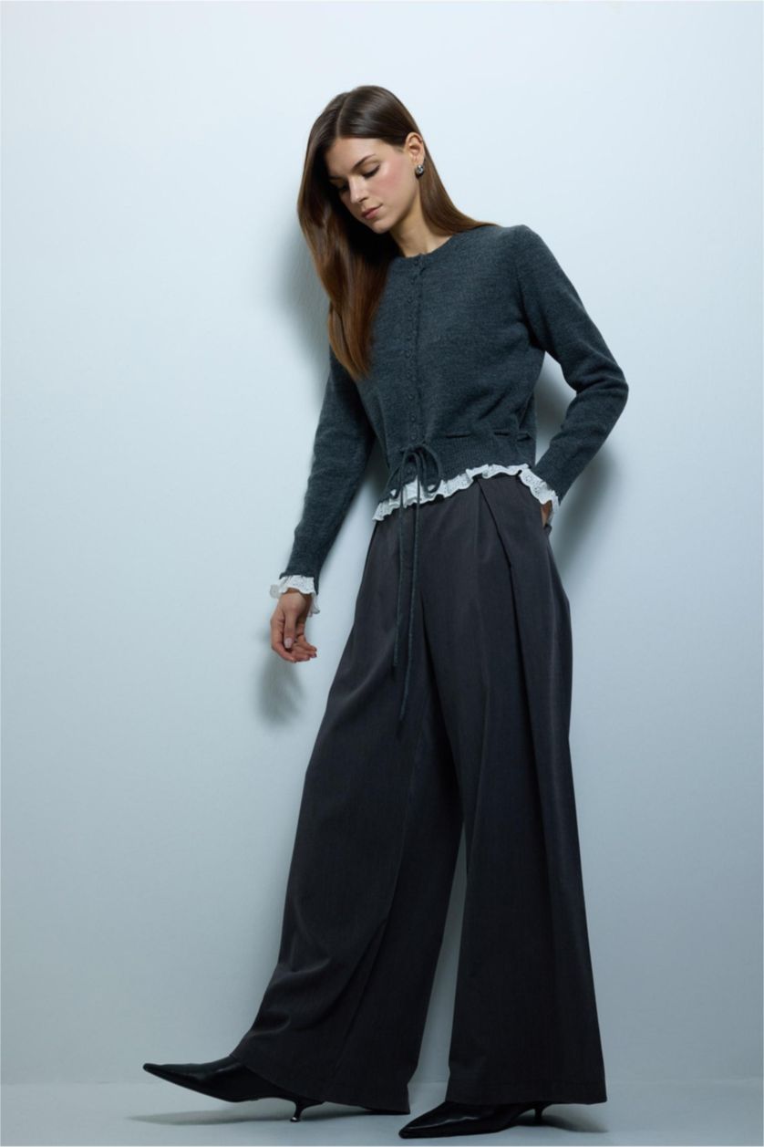 Woman Anthracite Slim Fit Cardigan