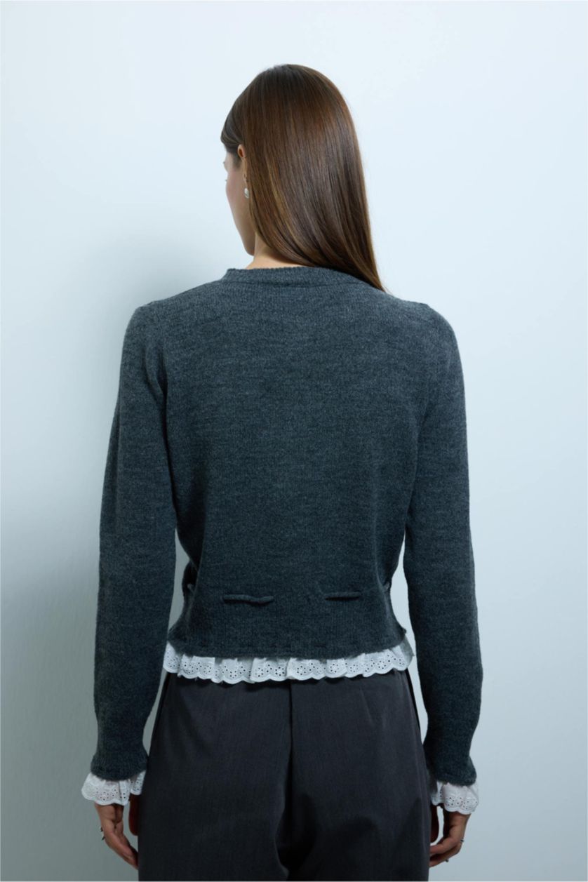 Woman Anthracite Slim Fit Cardigan