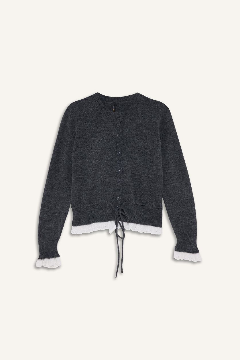 Woman Anthracite Slim Fit Cardigan