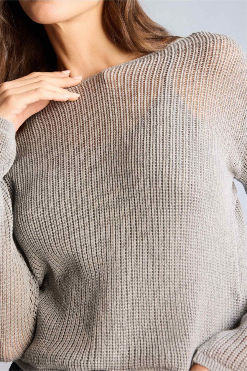 Woman Anthracite Oversize Fit Boat Collar Pullover