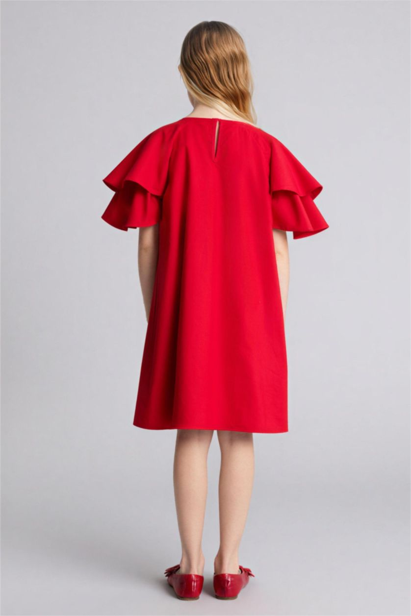 بنات أحمر فستان بيبي بناتي قطن