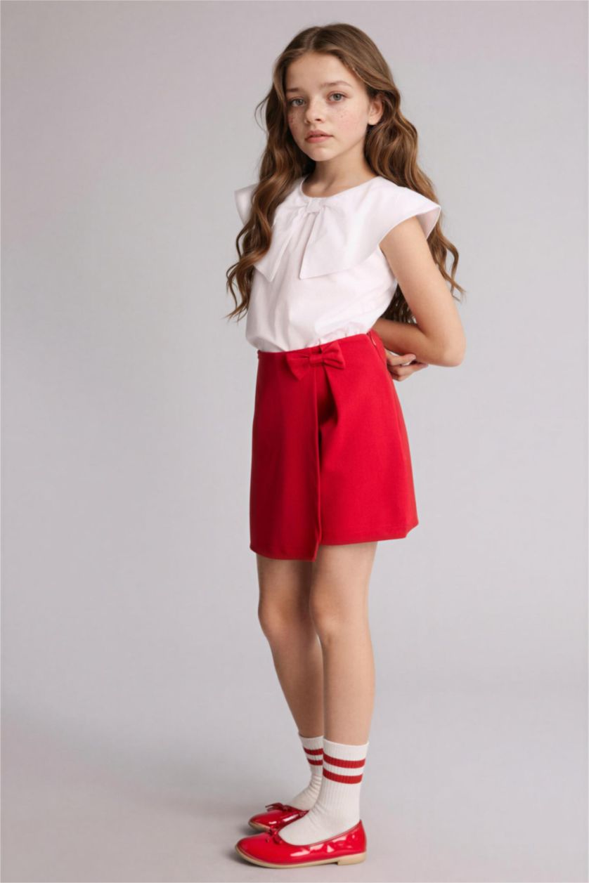 Kız Çocuk - Genç Kız Kırmızı Şort Etek Kız Çocuk