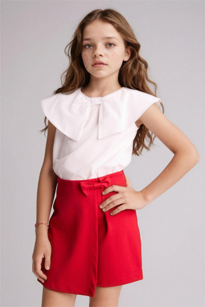 Kız Çocuk - Genç Kız Kırmızı Şort Etek Kız Çocuk