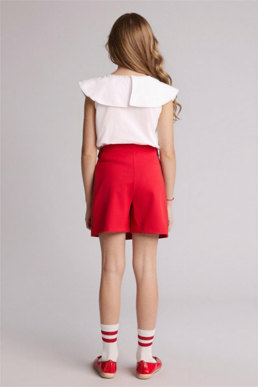 Kız Çocuk - Genç Kız Kırmızı Şort Etek Kız Çocuk