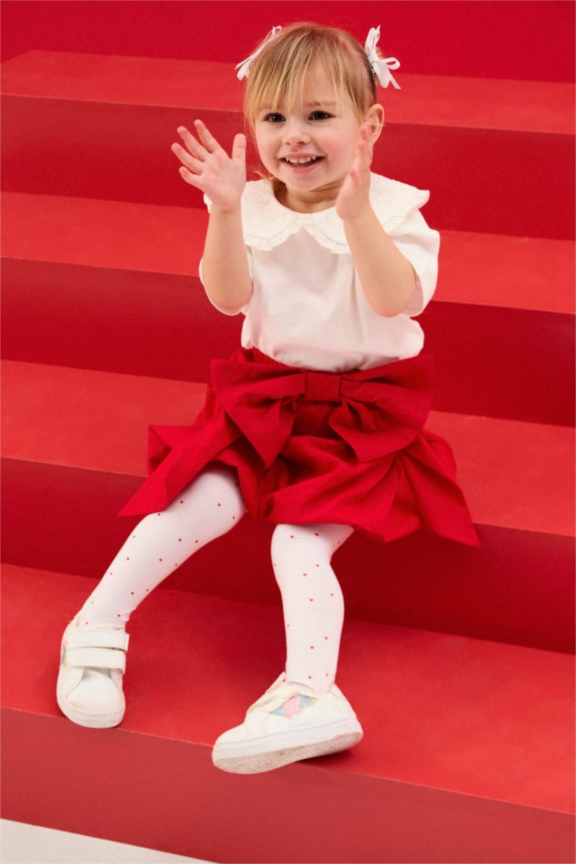 Kız Bebek Kırmızı Poplin Etek Kız Bebek
