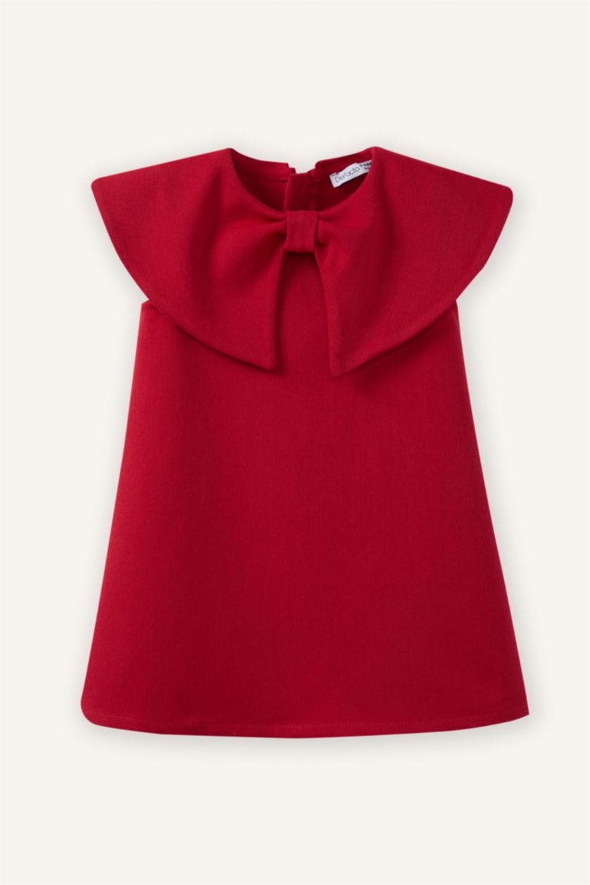 Baby Girl Red Short Sleeve Woven Dress