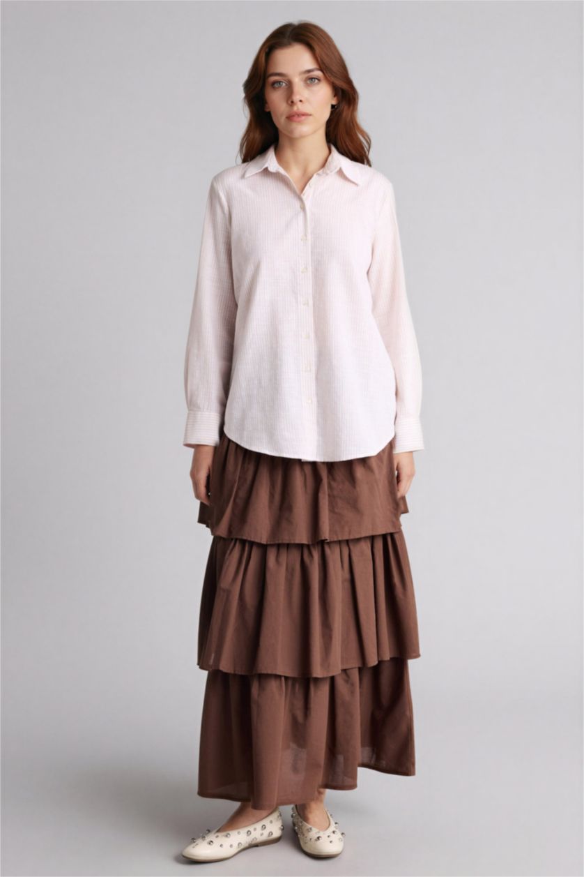 WOMAN Brown A Cut Voile Maxi Skirt