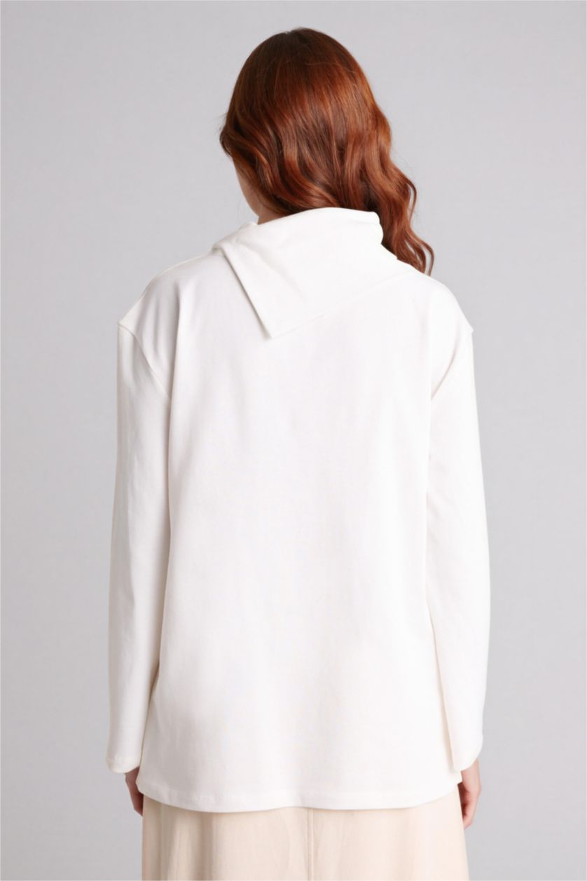 حريمي أبيض تونيك كم طويل قصة عادية