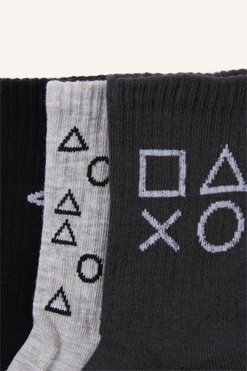 Erkek Çocuk - Genç Erkek Karma PlayStatıon 3'lü Pamuklu Uzun Çorap Erkek Çocuk