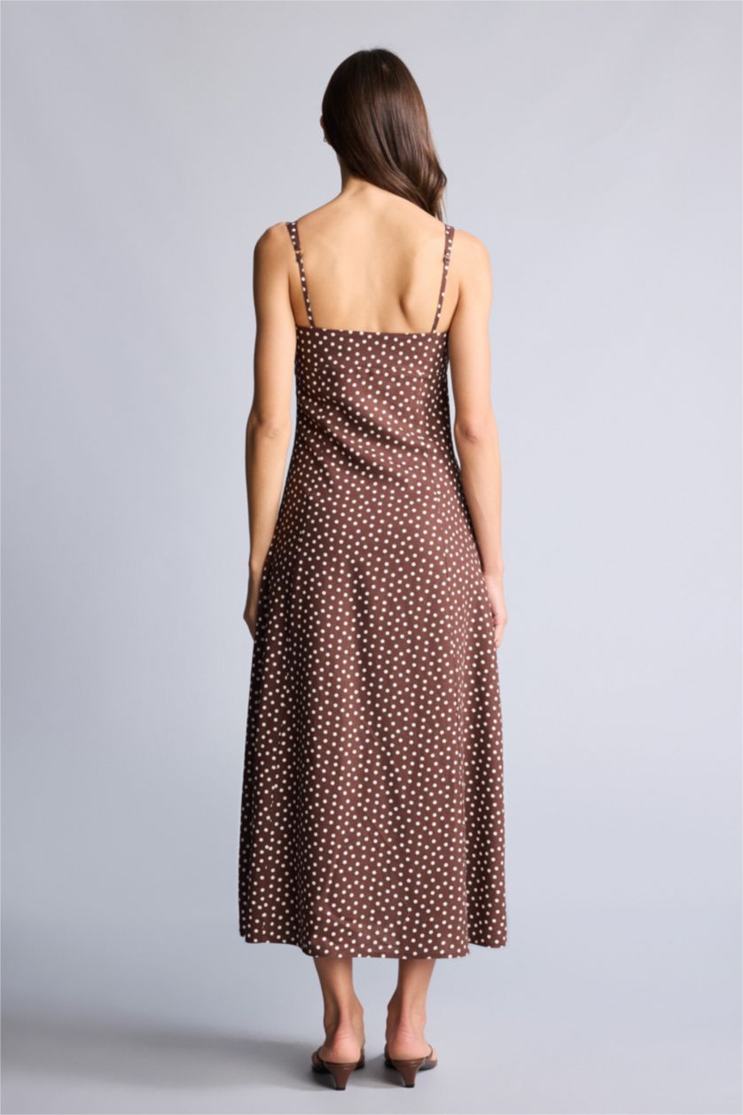 WOMAN Brown Linen Blended Midi Dress