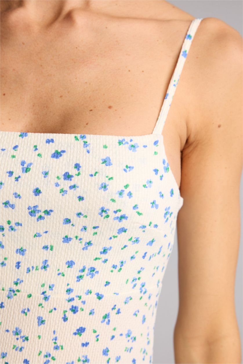 Женщины Бежевый Платье миди А-силуэта без рукавов с квадратным вырезом и принтом