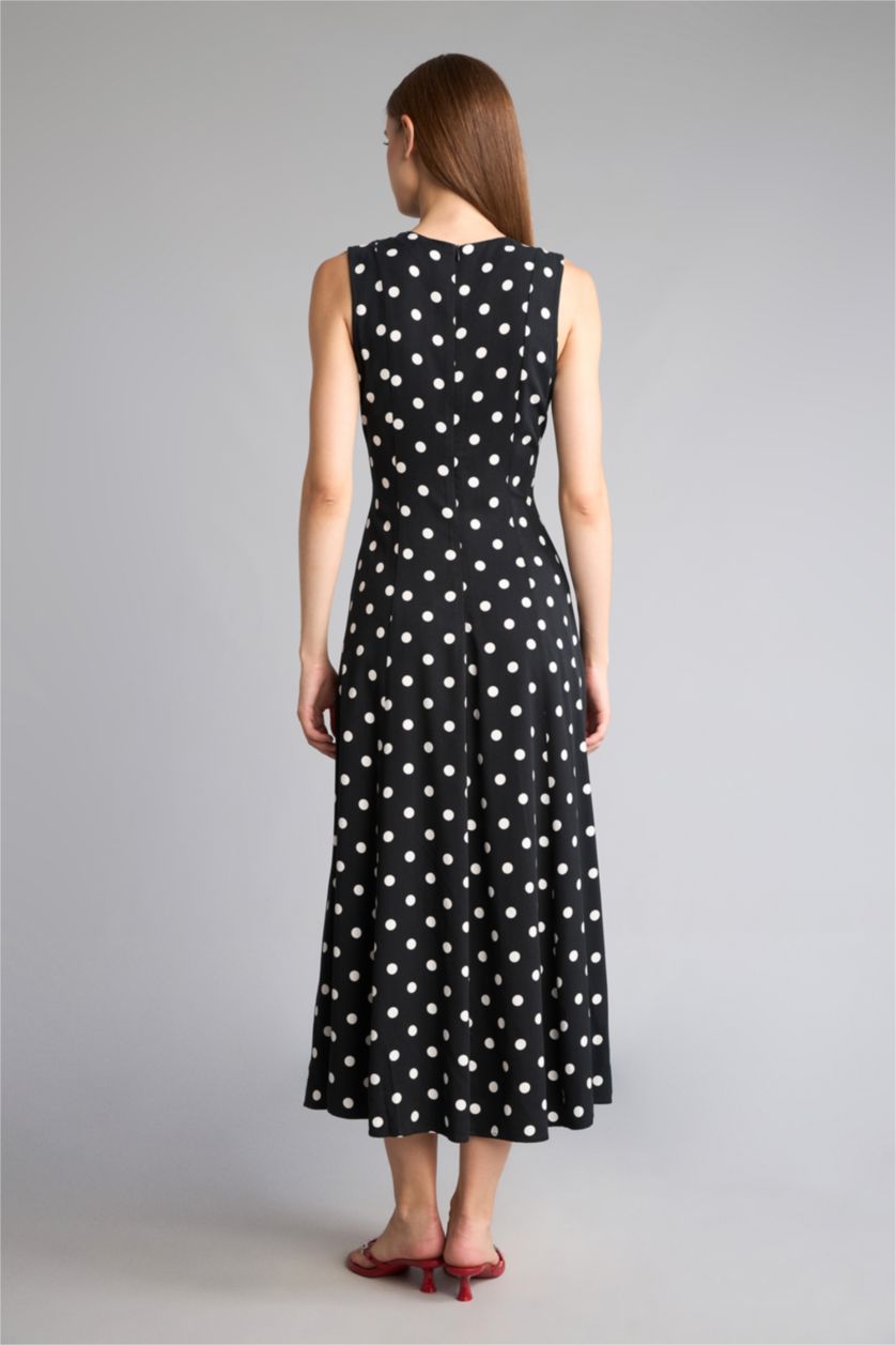 نساء أسود Twill Midi Dress