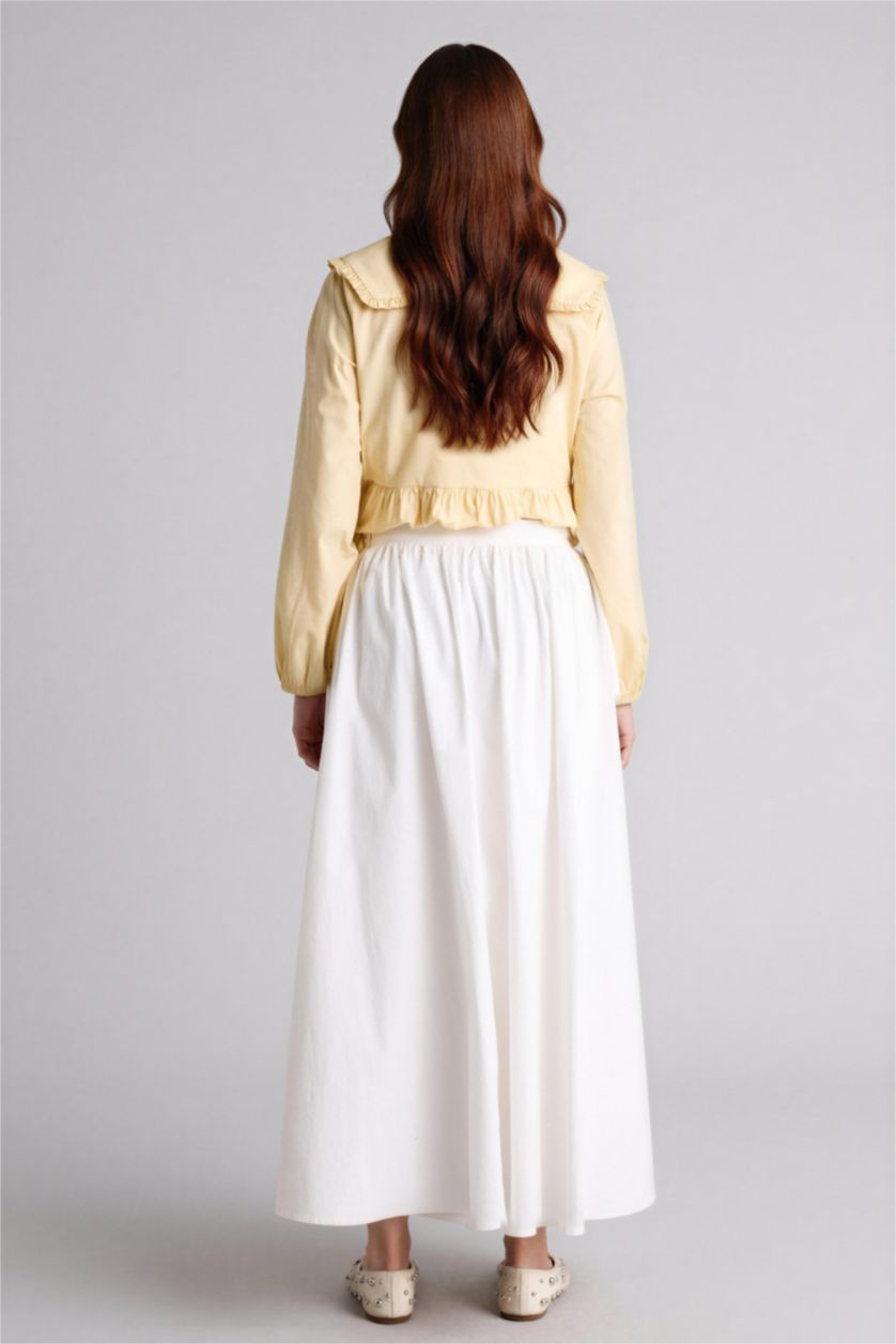 Kadın Ekru A Kesim Poplin Etek