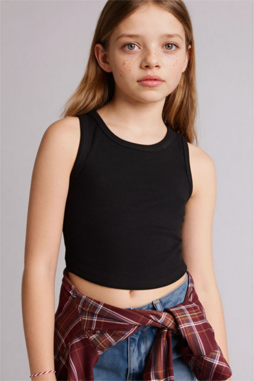 Kız Çocuk - Genç Kız Siyah Bisiklet Yaka Atlet Kız Çocuk