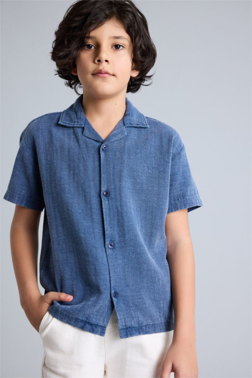 Boys & Teens Light Indigo Oversize Fit Short Sleeve Shirt
