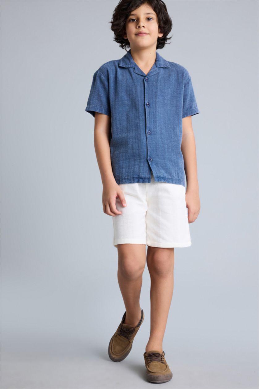 Boys & Teens Light Indigo Oversize Fit Short Sleeve Shirt