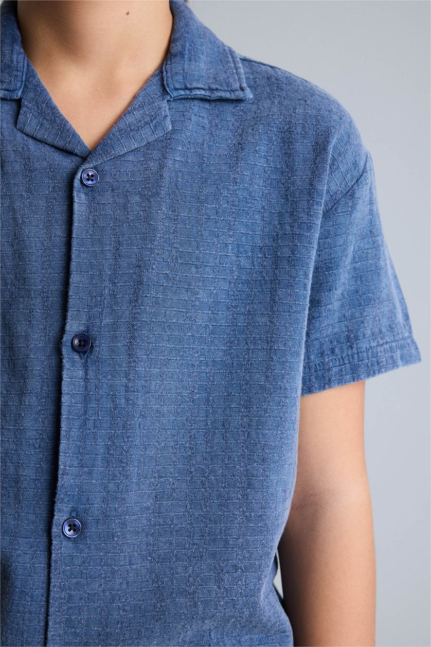 Boys & Teens Light Indigo Oversize Fit Short Sleeve Shirt