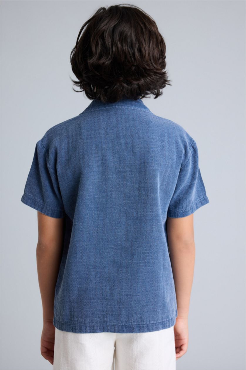 Boys & Teens Light Indigo Oversize Fit Short Sleeve Shirt