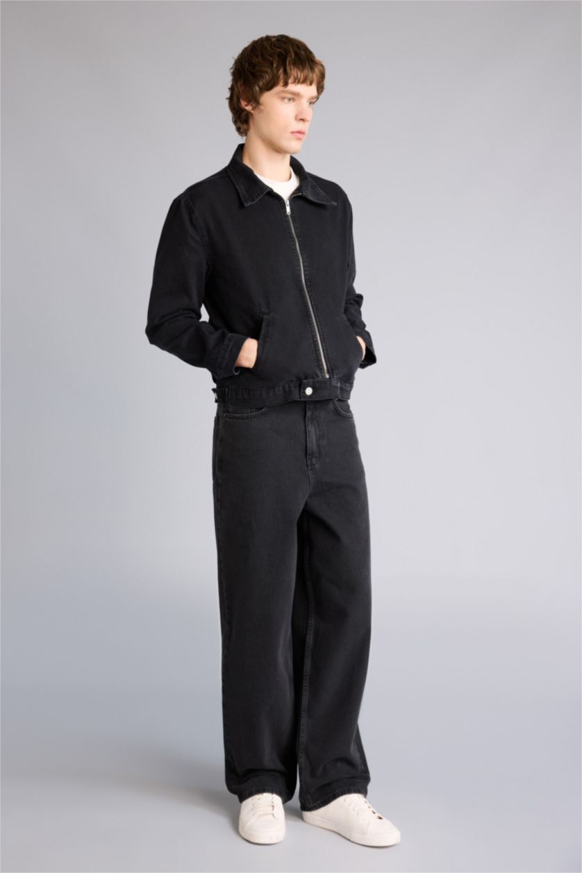 Erkek Siyah Regular Fıt Pamuklu Ceket