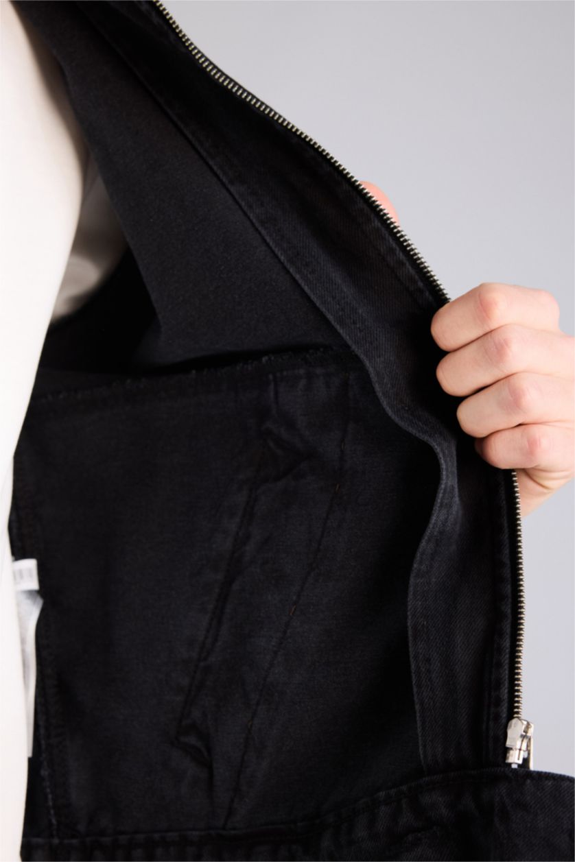 Erkek Siyah Regular Fıt Pamuklu Ceket