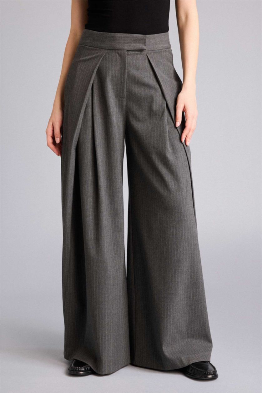 حريمي أنثرا بنطلون جينز وايد ليج برجل عادية وخصر عالي