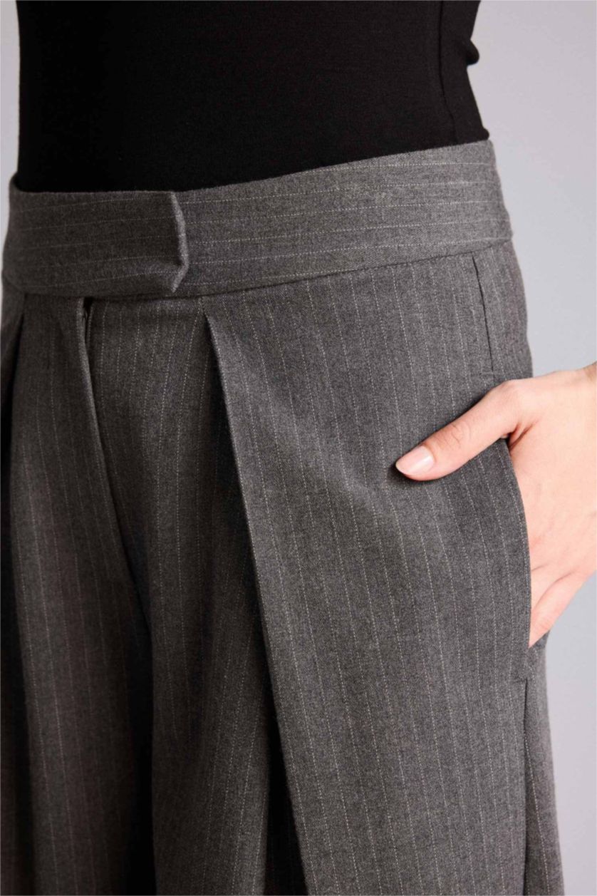 Woman Anthracite Wide Leg High Waist Straight Leg Jeans