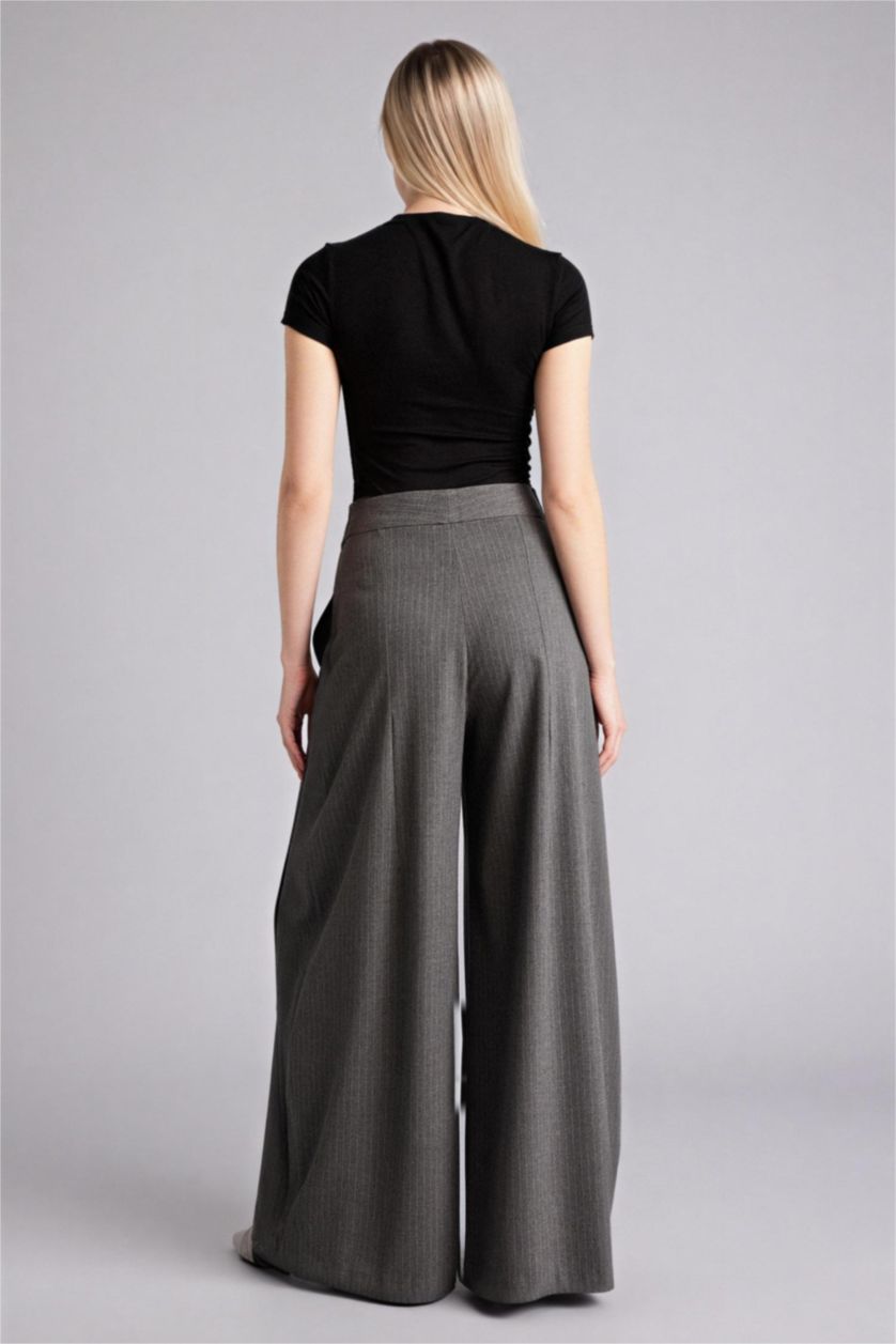 Woman Anthracite Wide Leg High Waist Straight Leg Jeans