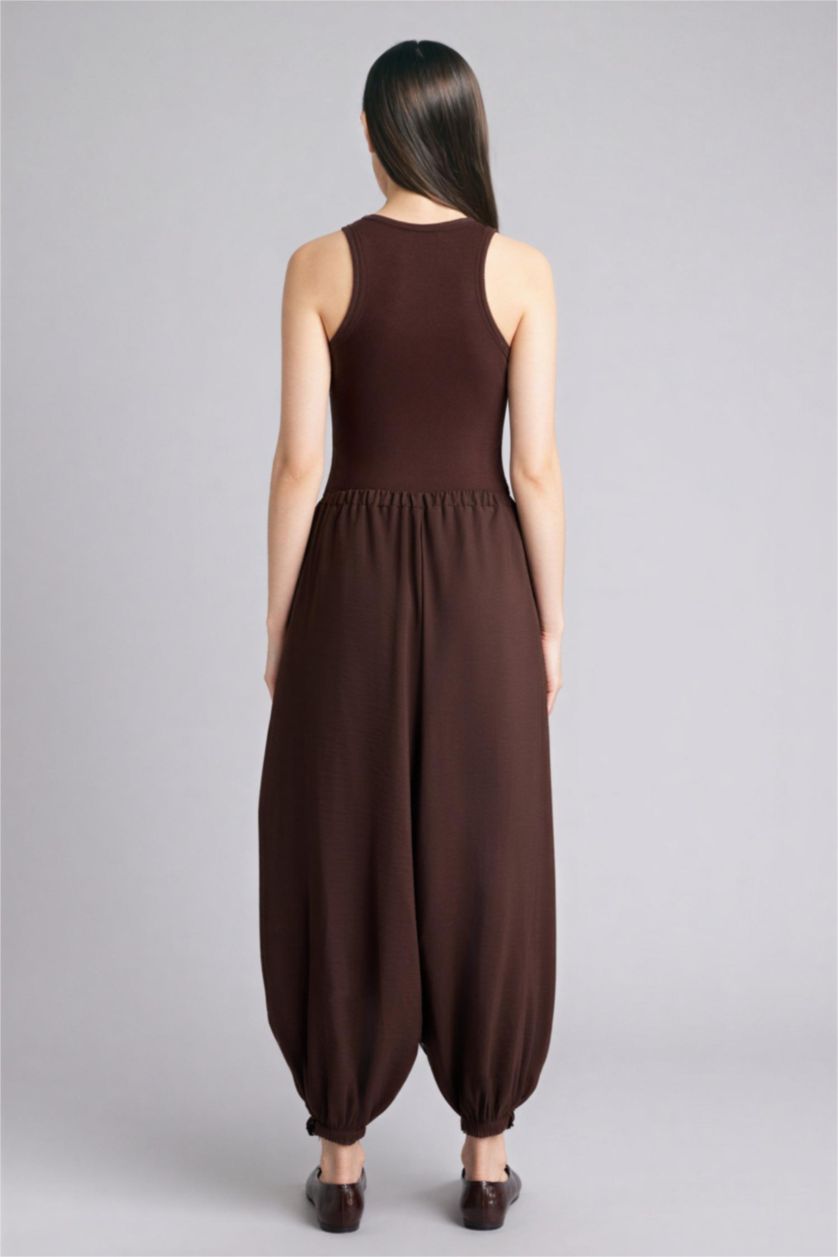 WOMAN Brown Balloon Fit High Waist Long Modal Trusers