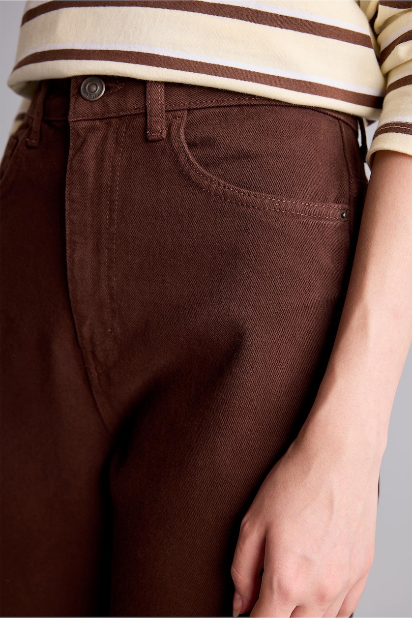 Kadın Kahve Straight Fit Düz Paça Gabardin Pantolon