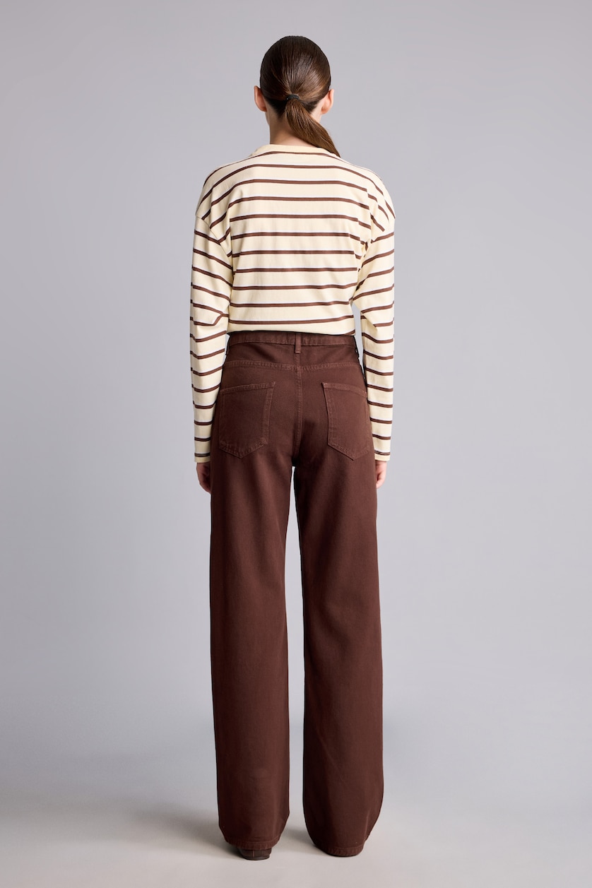 Kadın Kahve Straight Fit Düz Paça Gabardin Pantolon