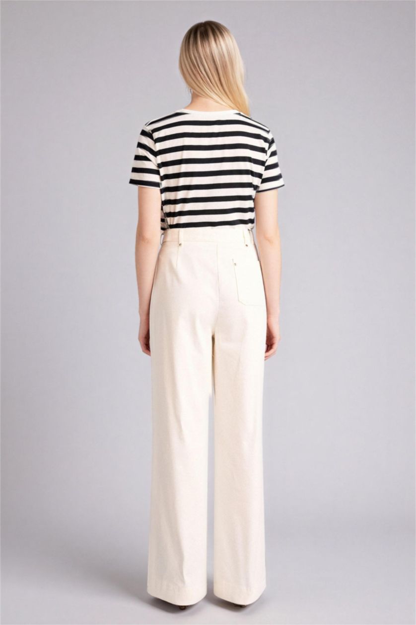 Women White High Waist Straight Fit Trousers