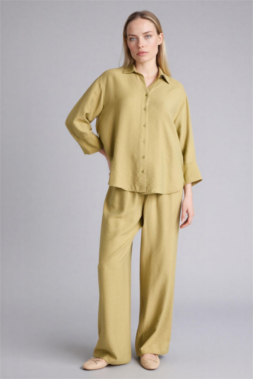 Kadın Zeytin Yeşili Straıght Fıt Düz Paça Pantolon