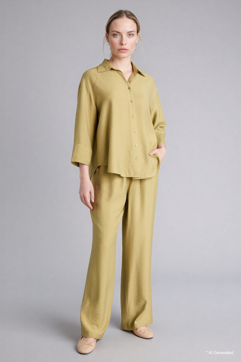 Women Olive Straight Fit Trousers